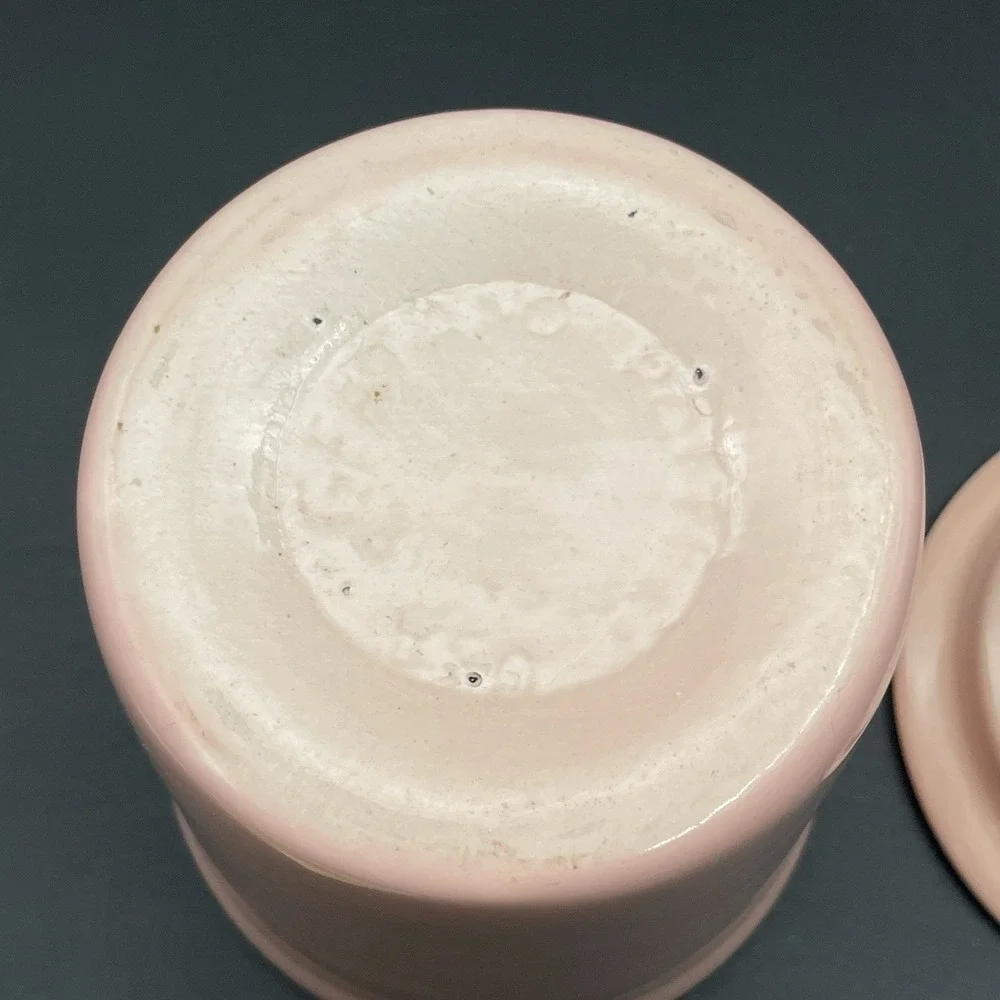 Gaetano Pottery Calif USA Peach Coral Tea Sugar Canister w Lid Vintage
